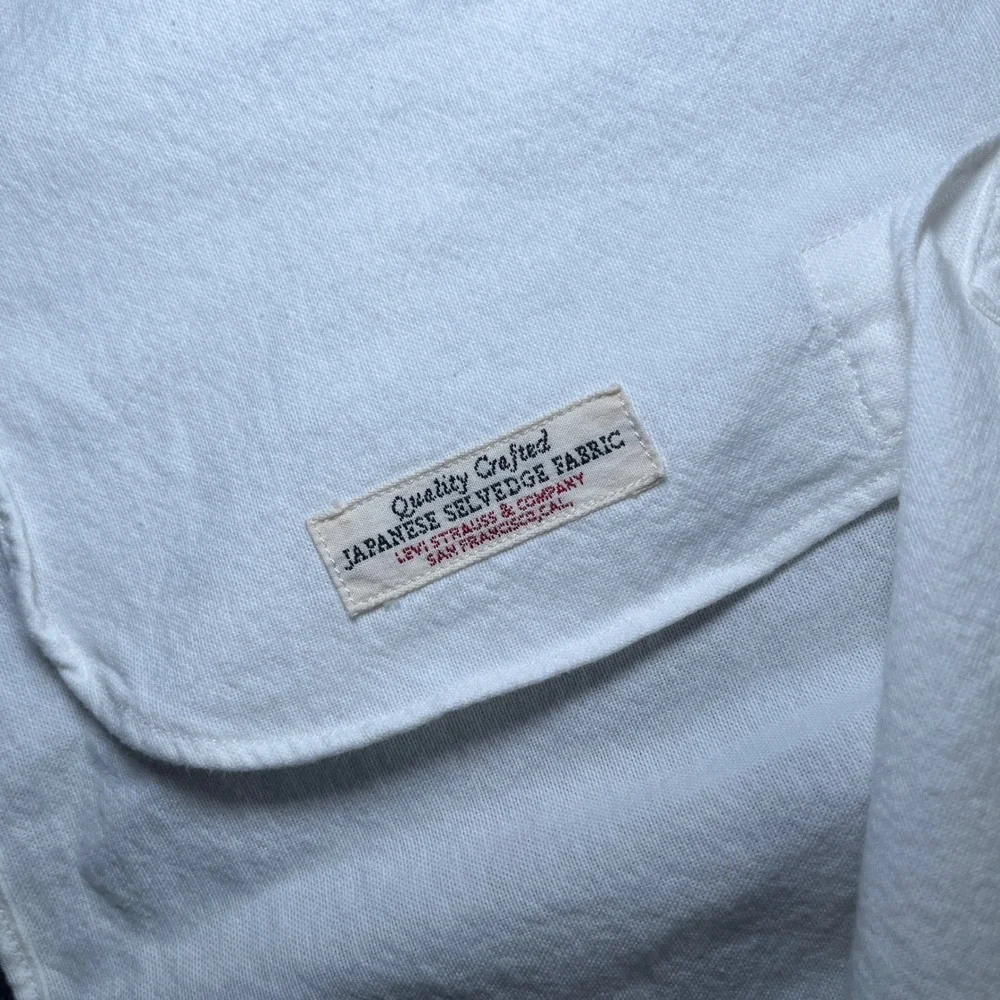 Levi's Button Down Shirt Mens XL White Good Japanese Selvedge Long Sleeve